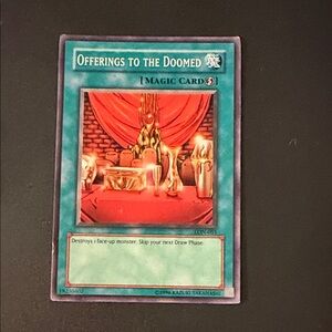 Yu-Gi-Oh! Offerings to the Doomed Trading Card - Teal Border, Red Artwork